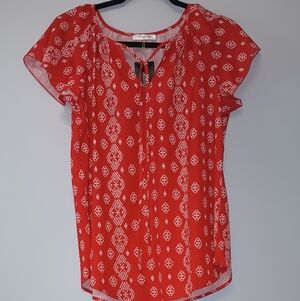 Simple Fun‎  Red and White Blouse M